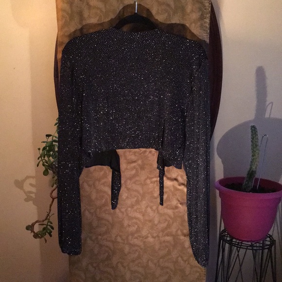 Black Sparkly Short Tie Jacket - Picture 3 of 3
